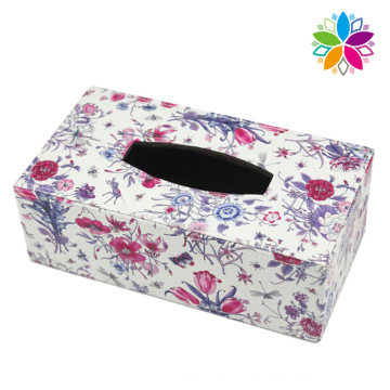 Rectángulo de moda de diseño de flores caja de tejido de cuero (zjh081)